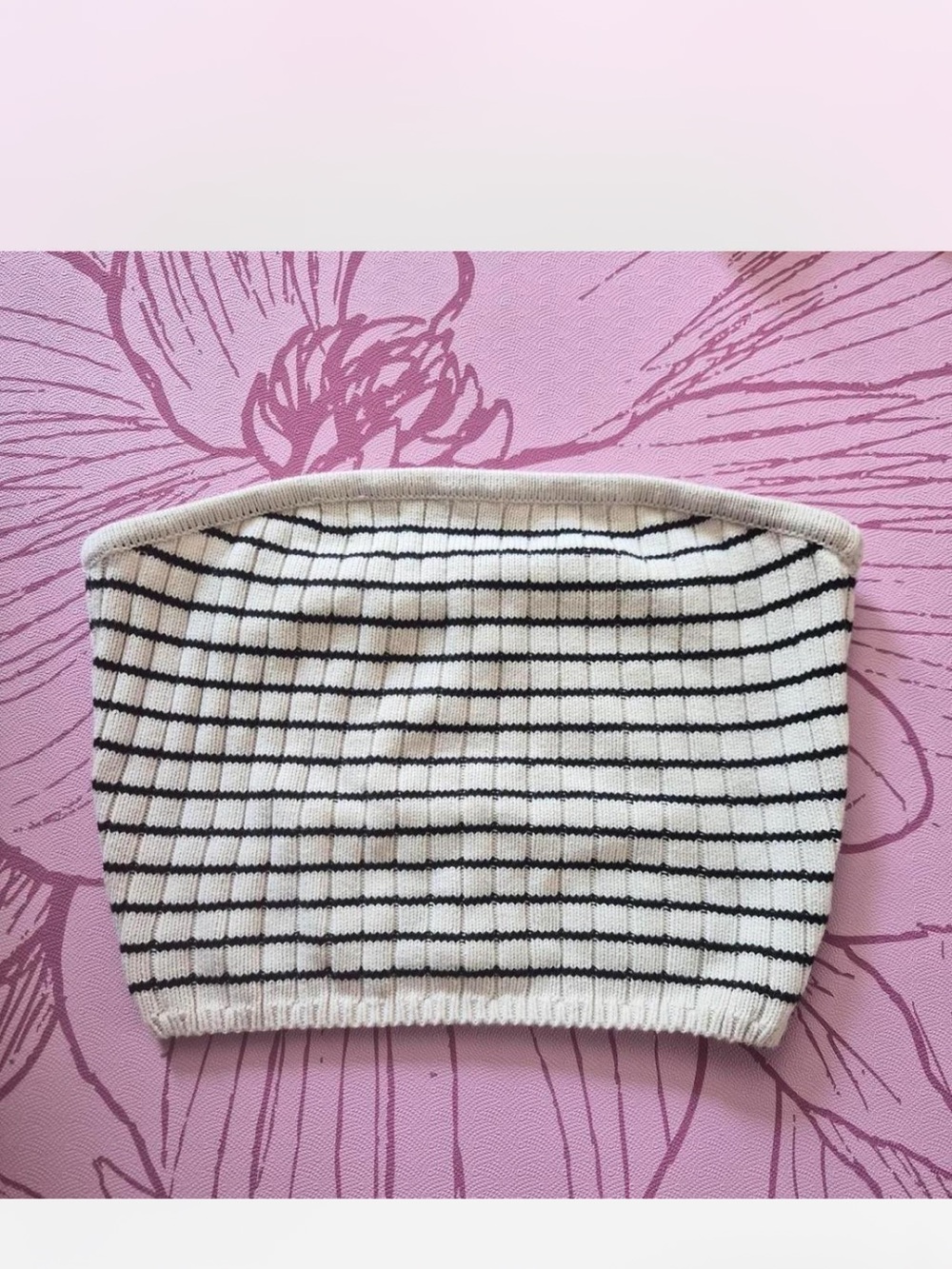 La Hearts Black and White Striped Knit Tube Hair Wrap